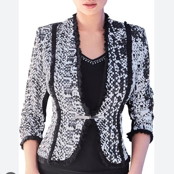 Joseph Ribkoff Jackets & Blazers - Joseph Ribkoff tweed blazer jacket black and white Size 12